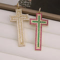 CZ8640 Chunky 18K Gold Plated Crystal CZ Diamond Micro Pave Cross Charm PendantsCubic Zirconia Inlaid Cross Catholic Pendant