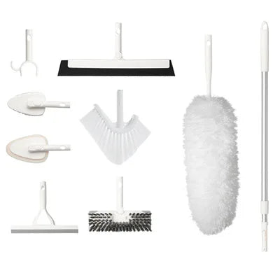 Clean Home Cleaning Kit with Adjustable Handle Bathroom Squeegee for Shower Tub and Tile Brush for Cleaning Patio Kitchen