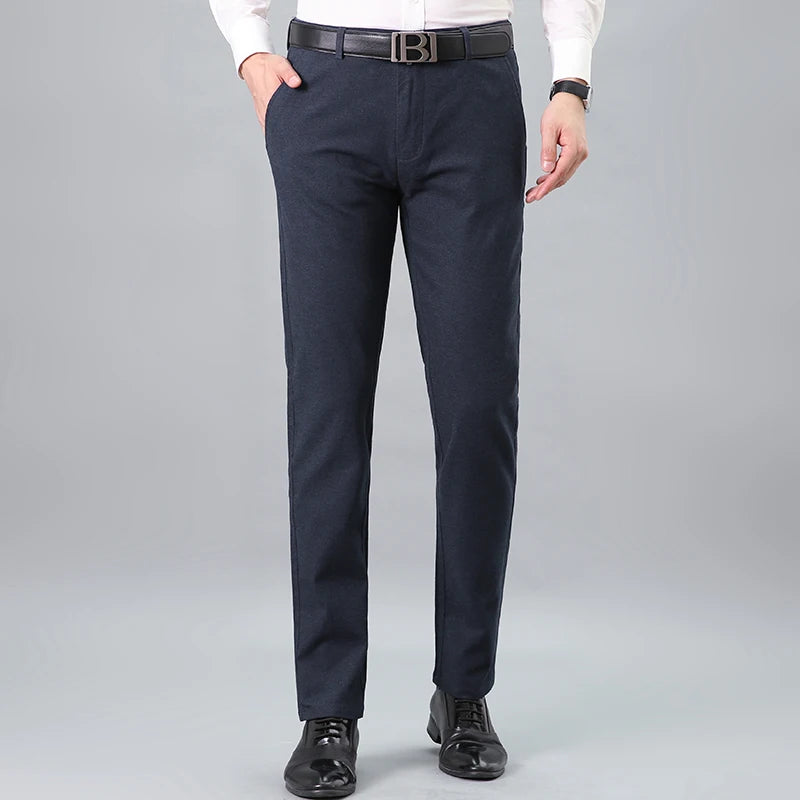 Men's Casual Business Straight Leg Pants Wrinkle Resistant Wrinkle Free MegaBDM