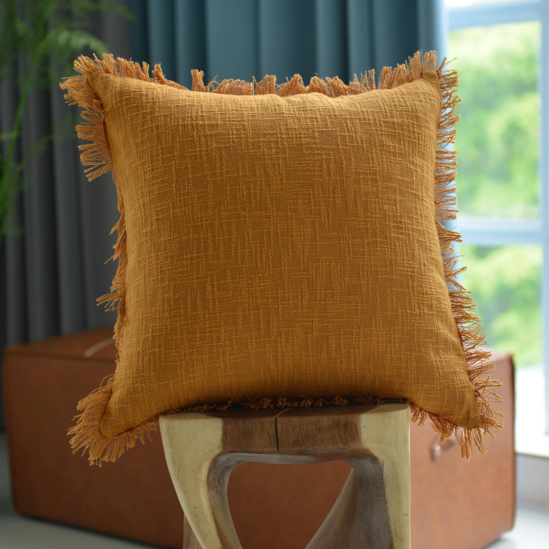 Linen Fringed Cushion Cover Soft Linen Pillow Cover Decorative Throw Pillow Cover for Couch/