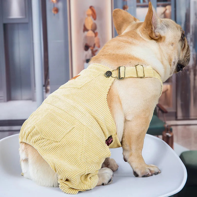 New Style Custom Corduroy Dog Overalls Fashion Designer Dog Clothes