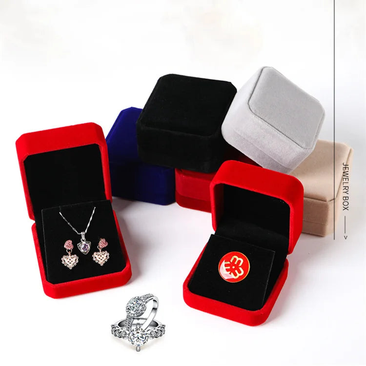 In Stock Velvet Earrings Pendant Jewelry Set Storage Display Box Case Organizer 7*8.5*4 cm