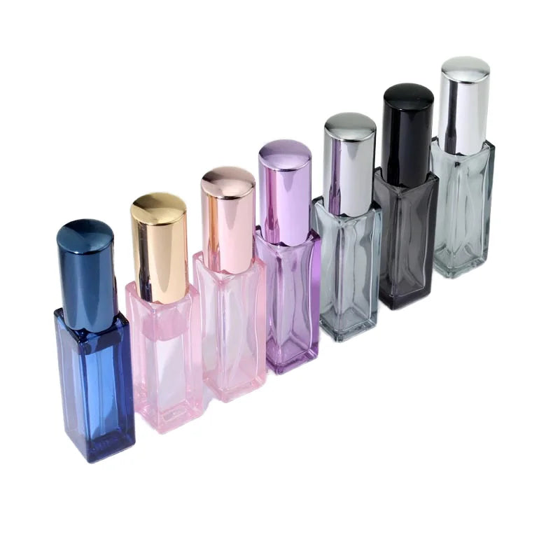 3ml 5ml 10ml Refillable Portable Empty Rectangle Transparent Glass Perfume Spray Bottle with Pump Sprayer 100pcs MOQ