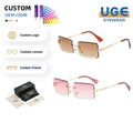New Arrivals Unisex Metal Square Luxury UV400 Sun Glasses Mens Women Shades Rectangle Designer Gold Rimless Retro Sunglasses