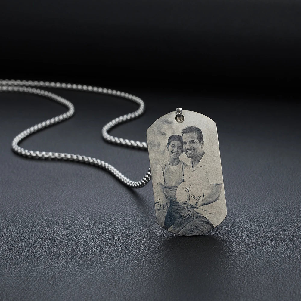 Gifts Fathers Day Stainless Steel Photo Pendant Necklace Custom Pendants for Pictures