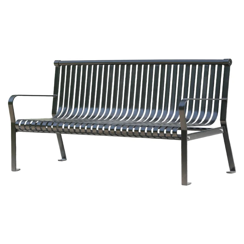 Outdoor Furniture Classic Slatted Metal Slats Bench Public Park Antique Steel Bench Seating Outside Garden Patio Seat Bench