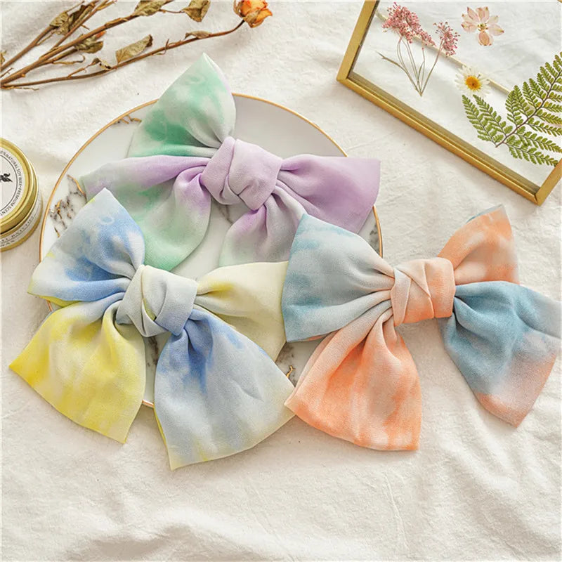 Wholesale Hair Bows With Clips Fashion Women Tie Dye Hair Barrette Bow