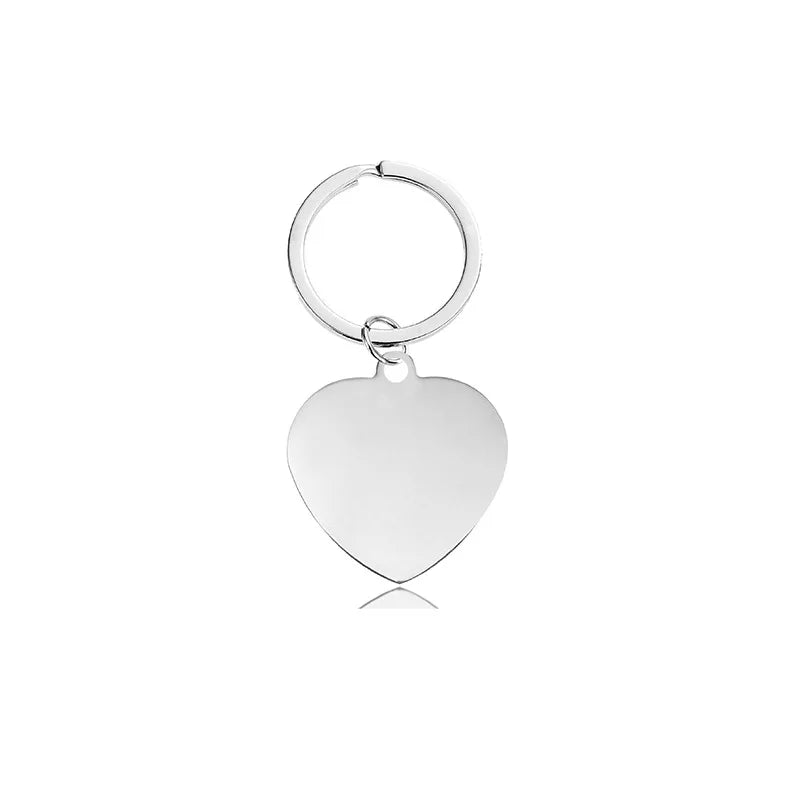 Wholesale Mirror Polished Stainless Steel Heart Keychain Blank for Custom Engrave Logo Metal Heart Charm Keychain Key Ring