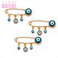 Enamel Brooch Blue Evil Eye Pin Jewelry Brooches  for Wedding Women Jewelry  Custom Color Collar Needle Silk Scarf Pin