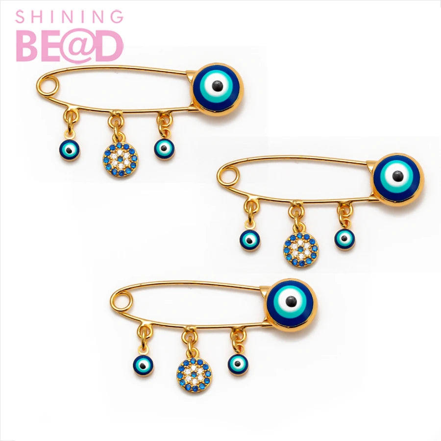 Enamel Brooch Blue Evil Eye Pin Jewelry Brooches  for Wedding Women Jewelry  Custom Color Collar Needle Silk Scarf Pin