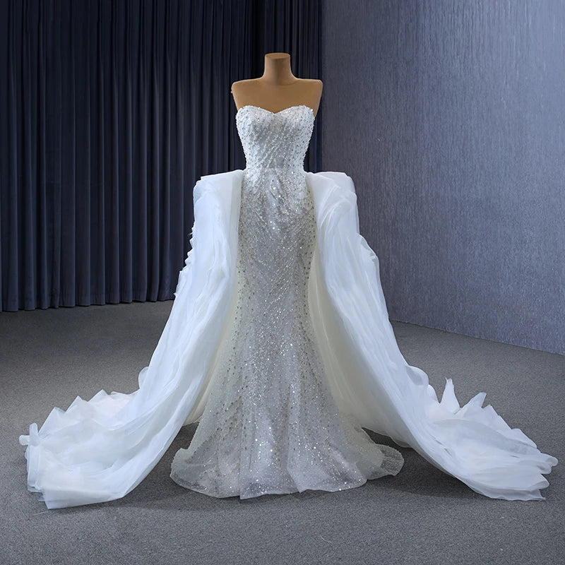 Classic Sweetheart Mermaid Style Fully Beaded Handmade Detachable Two-Wear Mermaid Wedding Dress Rsm222233