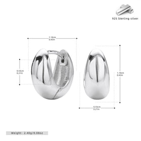 Simple Jewelry Delicate Earrings 18K Gold Plated Round S925 Sterling Silver Glossy Water Drop Shape Earring