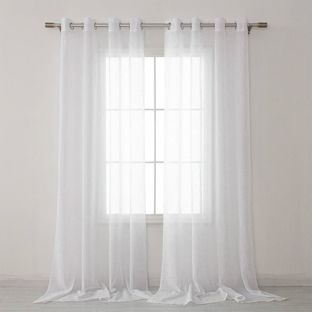 Wholesale Customizable Color Logo Modern White Dots Drip Coating Sheer Tulle Curtains 100% Polyester All-Season Home Living Room