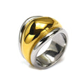 Wholesale Women New Trendy Rose Gold Plated Stainless Steel Gemstone Geometric Certified Chunky Double-layer Rings