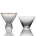 Koi INS Hammer Pattern Dessert Shake Juice Ice Cream Cold Drink Gold Rim High Stem Ribbed Dessert Glass