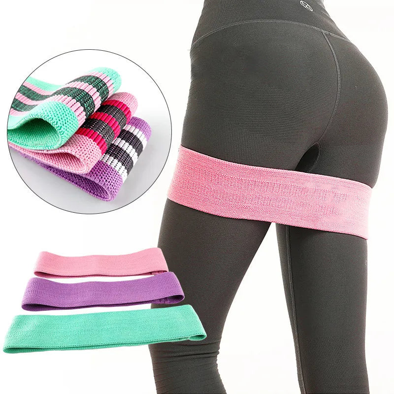 Portable Home Fitness Training Set Elastic Booty Hip Band High Elastic Polyester Fabric Circle Resistance Loop Bands