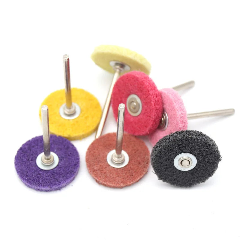 Multi-color 28mm*3T Rotary Nylon Fiber Mounted Point Grinding Wheel Mini Buffing Wheel for Rotary Tools Decoration Polishing