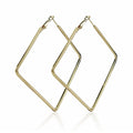 Large 80mm Square Shape Gold Plated Metal Women Trendy Statement Jewelry Simple Fashion Big Geometric Hoop Earrings