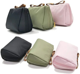 Professional Made Solid Color Mini Portable Handbag Cosmetic Bag Girls Nylon Small Makeup Bag