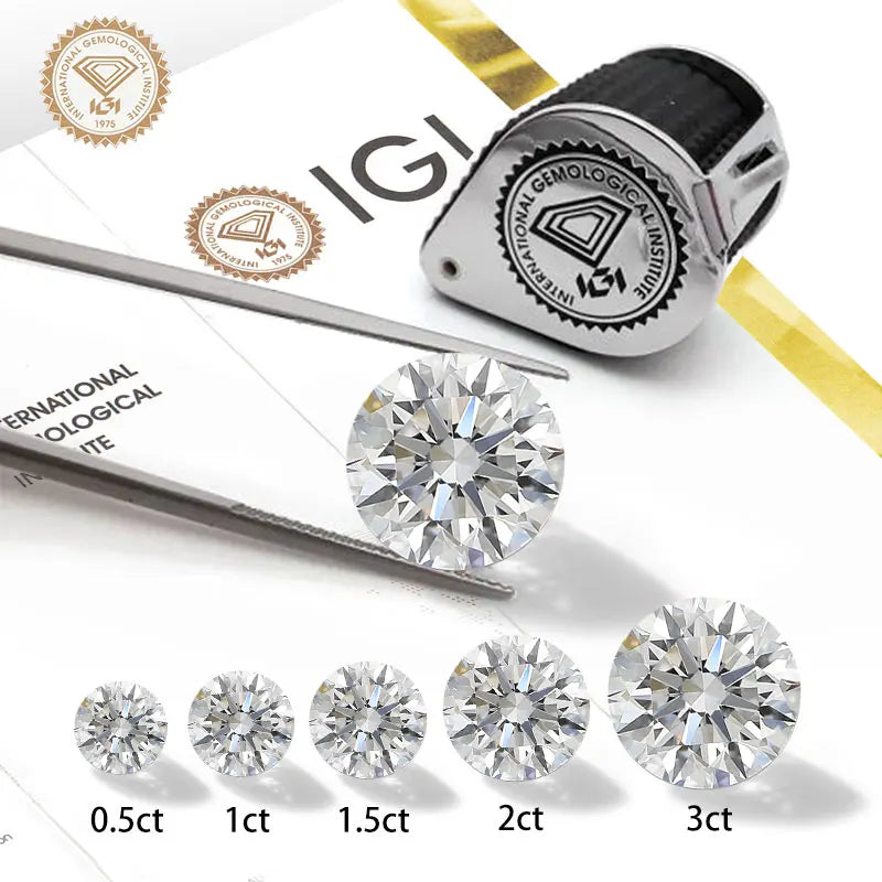 Starsgem 0.5CT 1CT 1.5T 2CT 3CT D VS VVS IGI Certified Round Cut Lab Grown Diamonds