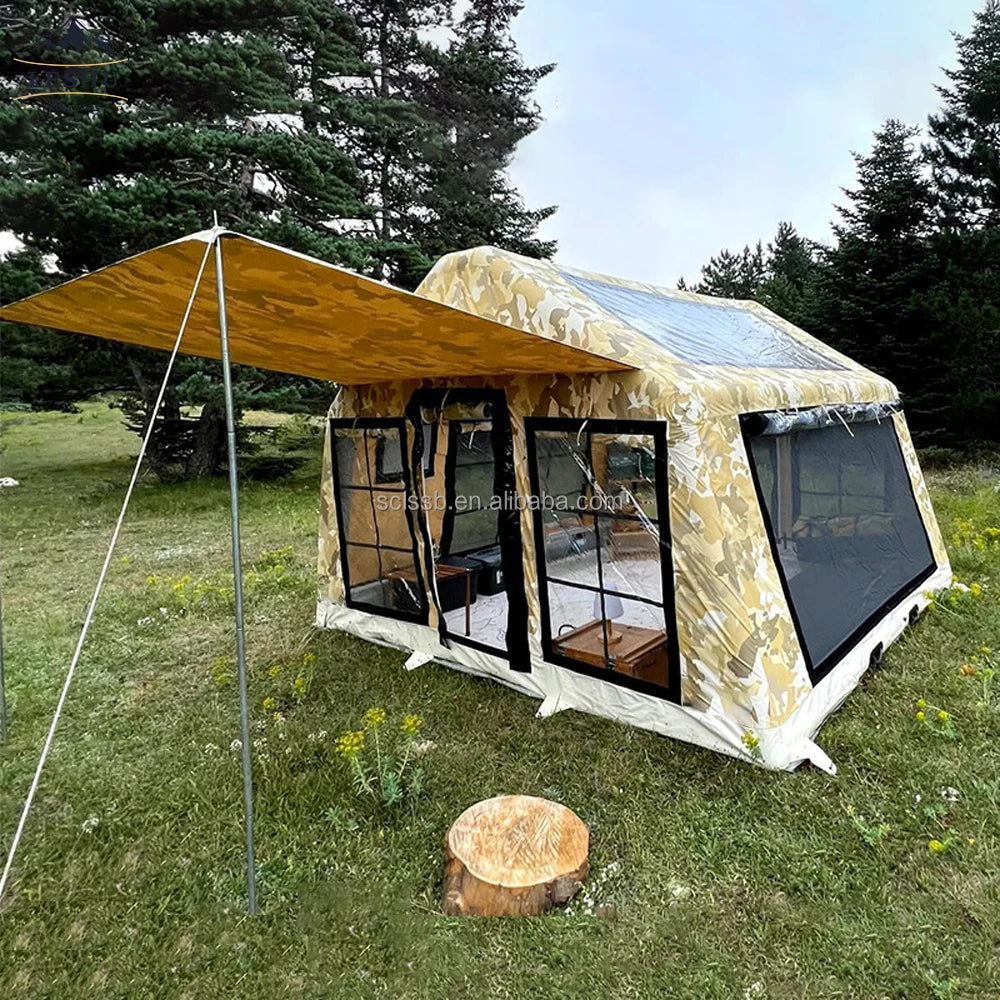 Custom High MOQ Waterproof 600D Oxford Cloth Indoor Area 10ãŽ¡ 8-10 Person Inflatable Camping Tent