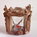 Driftwood Wooden Candle Holder square Glass Tealight Holder