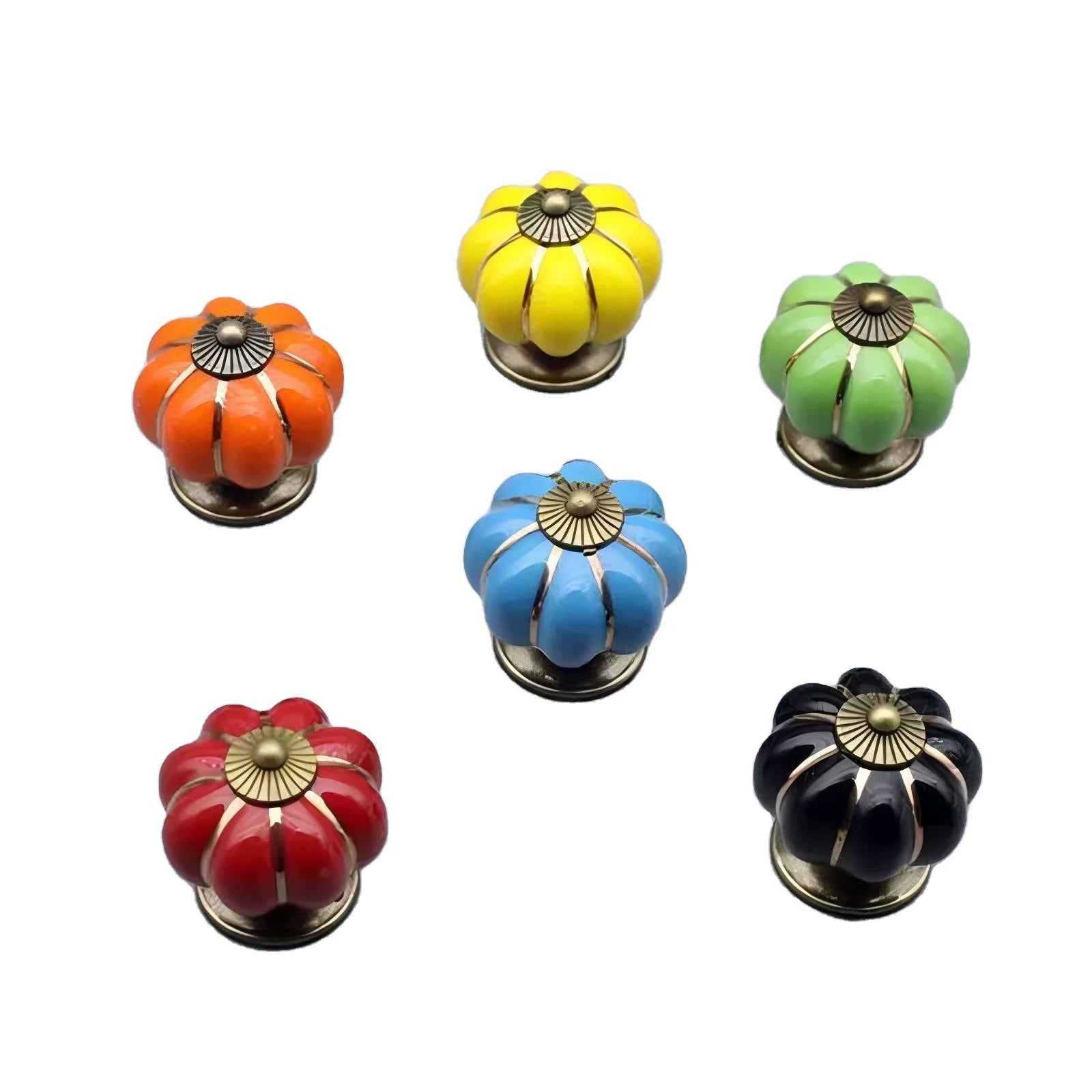 Vintage Adjustable Pumpkin Ceramic Door Knobs for Cabinets & Cupboards Furniture Pull Handle for Kitchen & Dining Dresser Doors