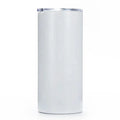 White 20 oz Straight Slim Sublimation Blank Stainless Steel Cup With Straw and Rubber Bottom Silver Sublimation Tumblers