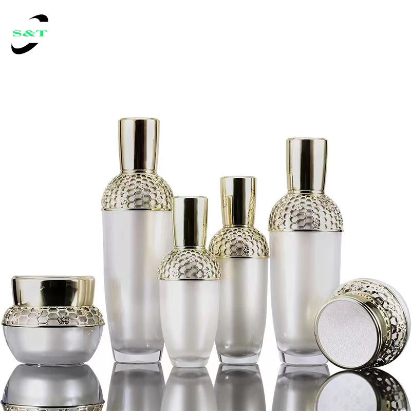 Empty Luxury 30ml 50ml 100ml Cosmetics Acrylic Face Plastic Cosmetic Packaging Set Cream Jar Container Lotion Bottle