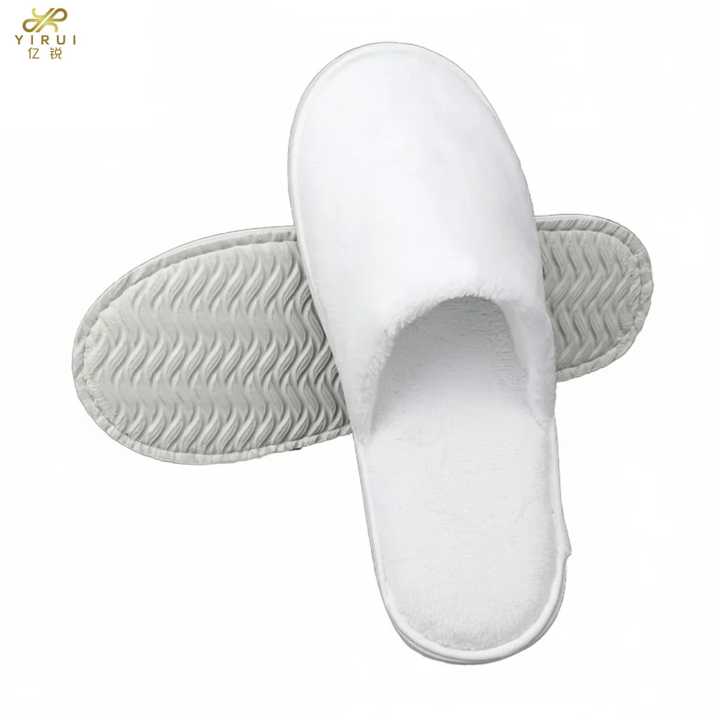 Customizable Bulk Disposable Soft Terry Hotel Slippers Comfortable Spa House Slippers for Hotel and Travel Use Custom Logo