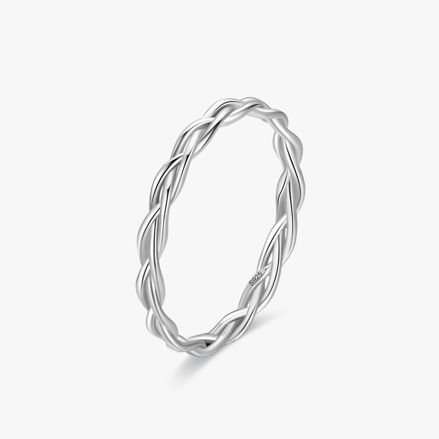 Ailmay Real 925 Sterling Silver Simple Braided Texture Stackable Rings for Women Minimalist Fine Jewelry New Style