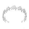 SLBRIDAL Alloy Rhinestones Crystal Leaf Bridal Flexible Soft Tiara Headband Wedding Hair Accessories Women Party Dress Jewelry