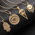 18K Gold Filled Evil Eyes CZ Zircon Pendant Necklace for Women New Arrival Fashionable Link Chain Trendy Party Jewelry Gift
