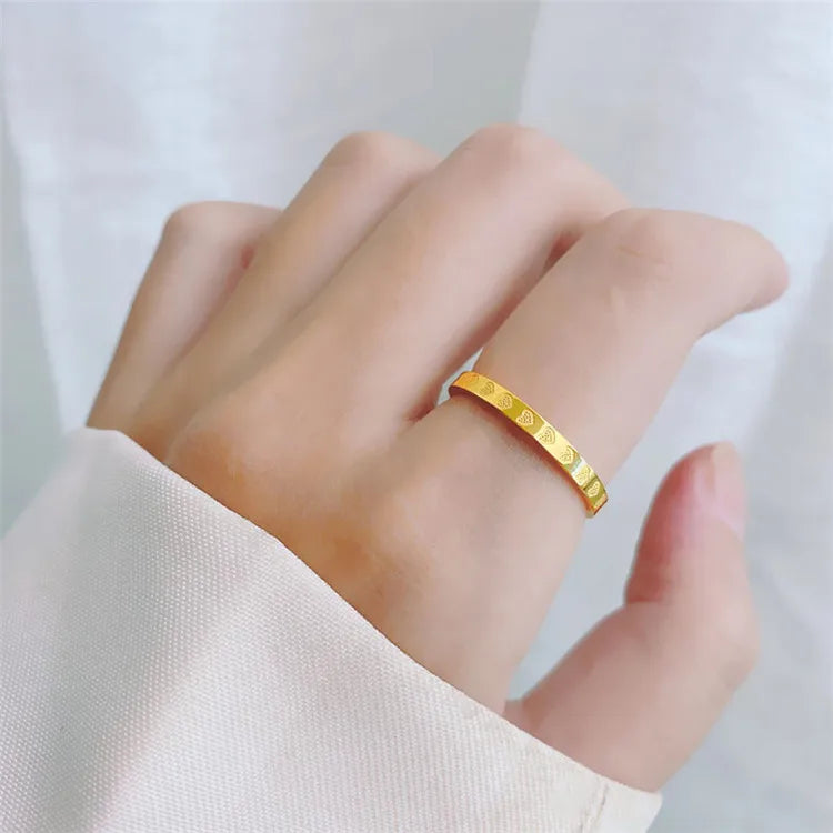 SP New Fashion Couple Ring Jewelry Non Tarnish Stainless Steel Heart Pattern Rings