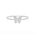 14K Gold Engagement Ring for Women All-Match Butterfly Solid Full CZ Diamond Thin Simple Fashionable Trendy for Weddings