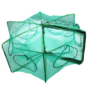 6 Holes Polygon Fishing Cage Foldable Shrimp Lobster Trap Nylon Mesh Minnow Aquaculture Cage