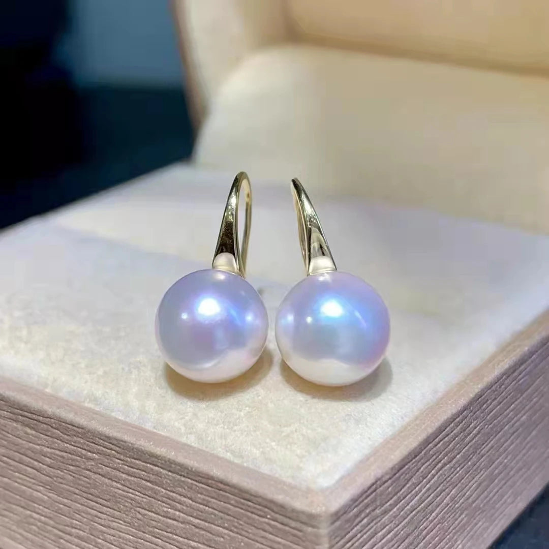 SGARIT Fine18k Yellow Gold Earring Jewelry 8.5-9mm Japan Akoya Sea Pearl Earrings Hot Sale Jewellery