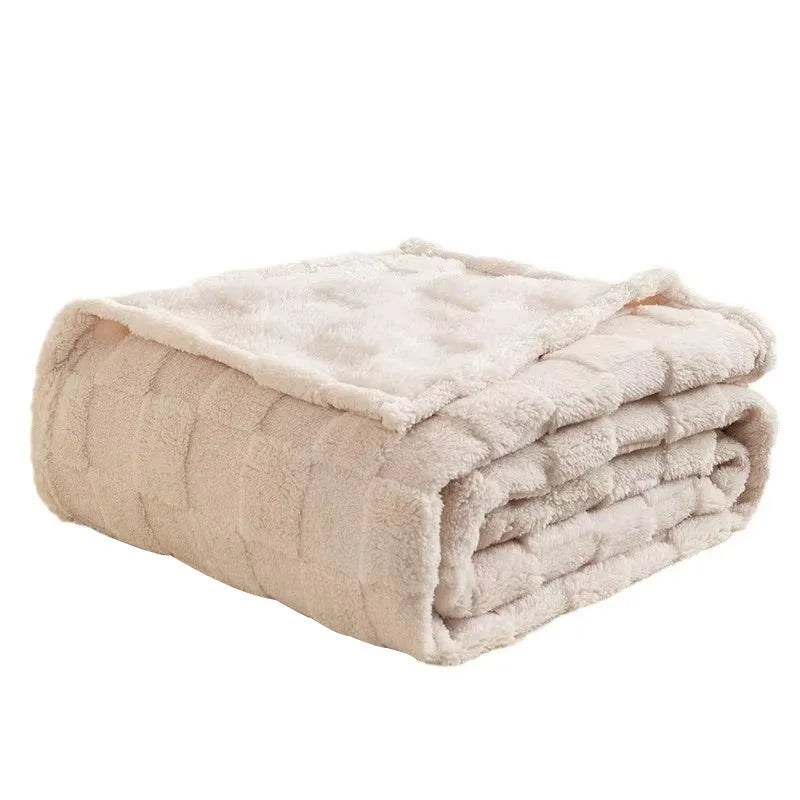 Reversible Ultra-Soft Microfiber Bohemian Style Plaid Bed Blanket Cozy Traditional Style Plaid Flannel Blanket for Home Decor