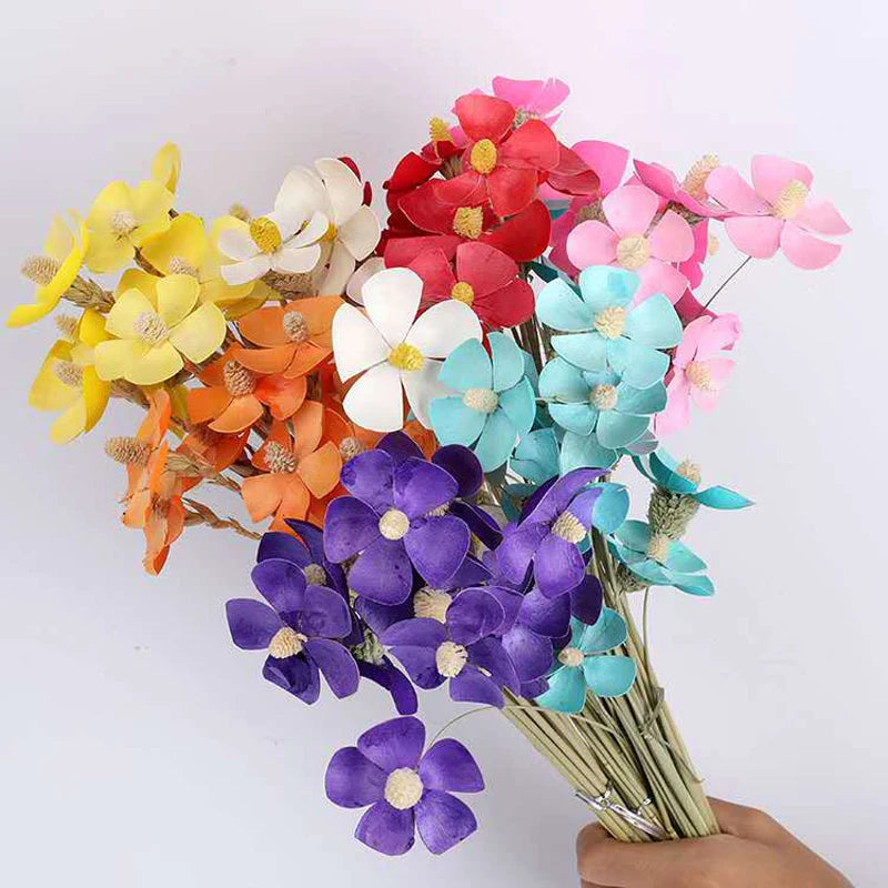 Wholesale Handmade Wo0od Flowers Dried Bouquets: Oncidium Violet Preserved Flowers & Colorful Daisies Bulk Supplies MegaBDM
