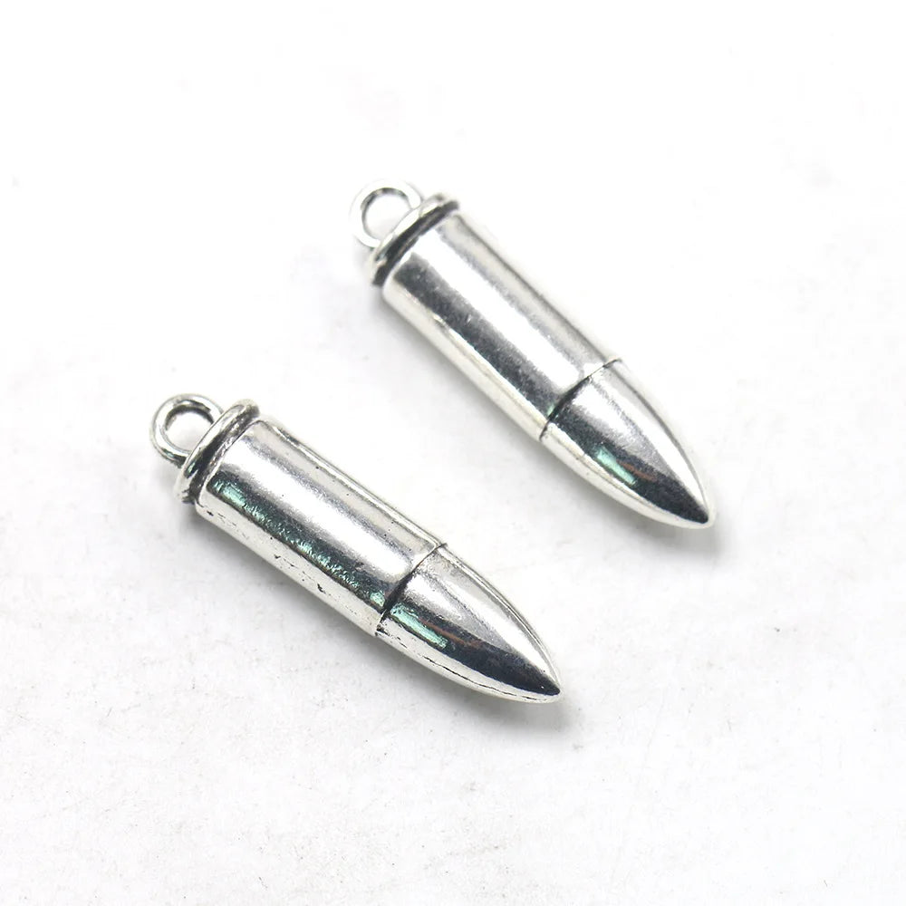 Jewelry Accessories Finding Zinc Alloy Bullet Warhead Shape DIY Making Antique Silver Charm Pendants