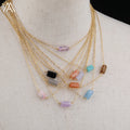 Women's Cylinder Necklace with Natural Quartz Healing Crystals Stone Tube Beads Chain for Weddings Gift Jewelry