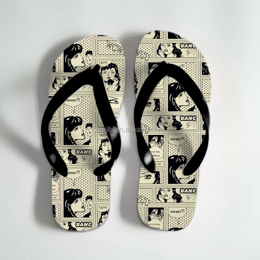 Topjlh Custom Logo Flip Flops - Personalized Beach Sandals with Sublimation Printing Limited Stock