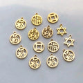 14K Gold Filled Round Hollow Word Round Piece Small Pendant Pendant DIY Bracelet Earring Tail Pendant