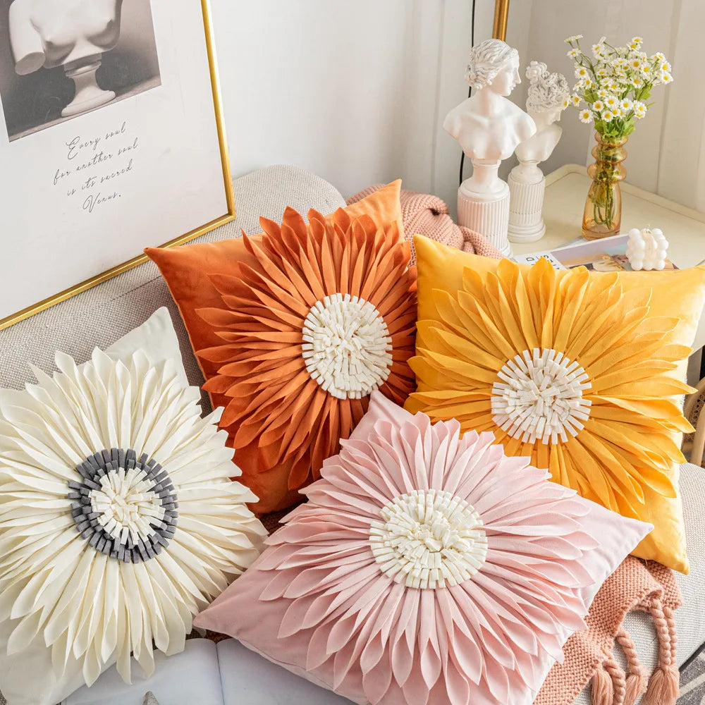 Ins Sunflower Pillow Cover Daisy Flower Bedhead Cushion Cover Office Travel Bed Pillow Cases Hotel Supplies Home Textiles