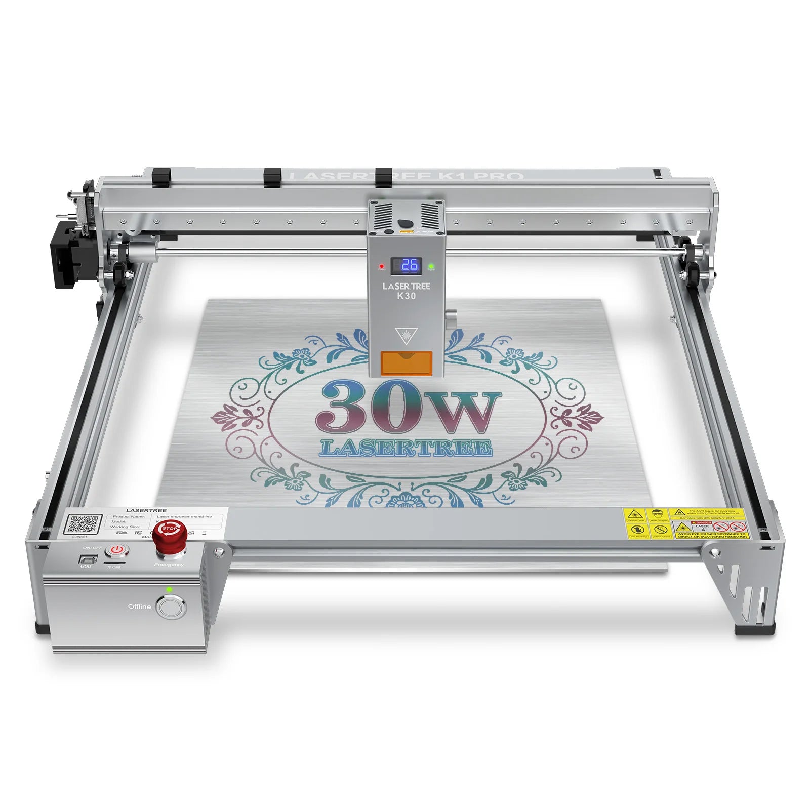 LASER TREE K1 PRO CNC/ Desktop Printer Laser Engraving Machine 30W  Cutting Machine 3D  Wooden  Silver Hight Speed