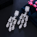 Gorgeous Tassel Cubic Zirconia Pave Women Long Drop Earrings for Brides Wedding Banquet Engagement Jewelry