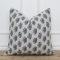 Floral Hand Block Print on Poly Linen Pillow Cover Spring Pillow Cushion Cover/