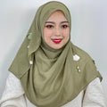 Fairy Style Fashionable Scarves for Southeast Asian Women Malaysia 3D Flower Pearl Tassel Chiffon Hijab Muslim Women Hijabs