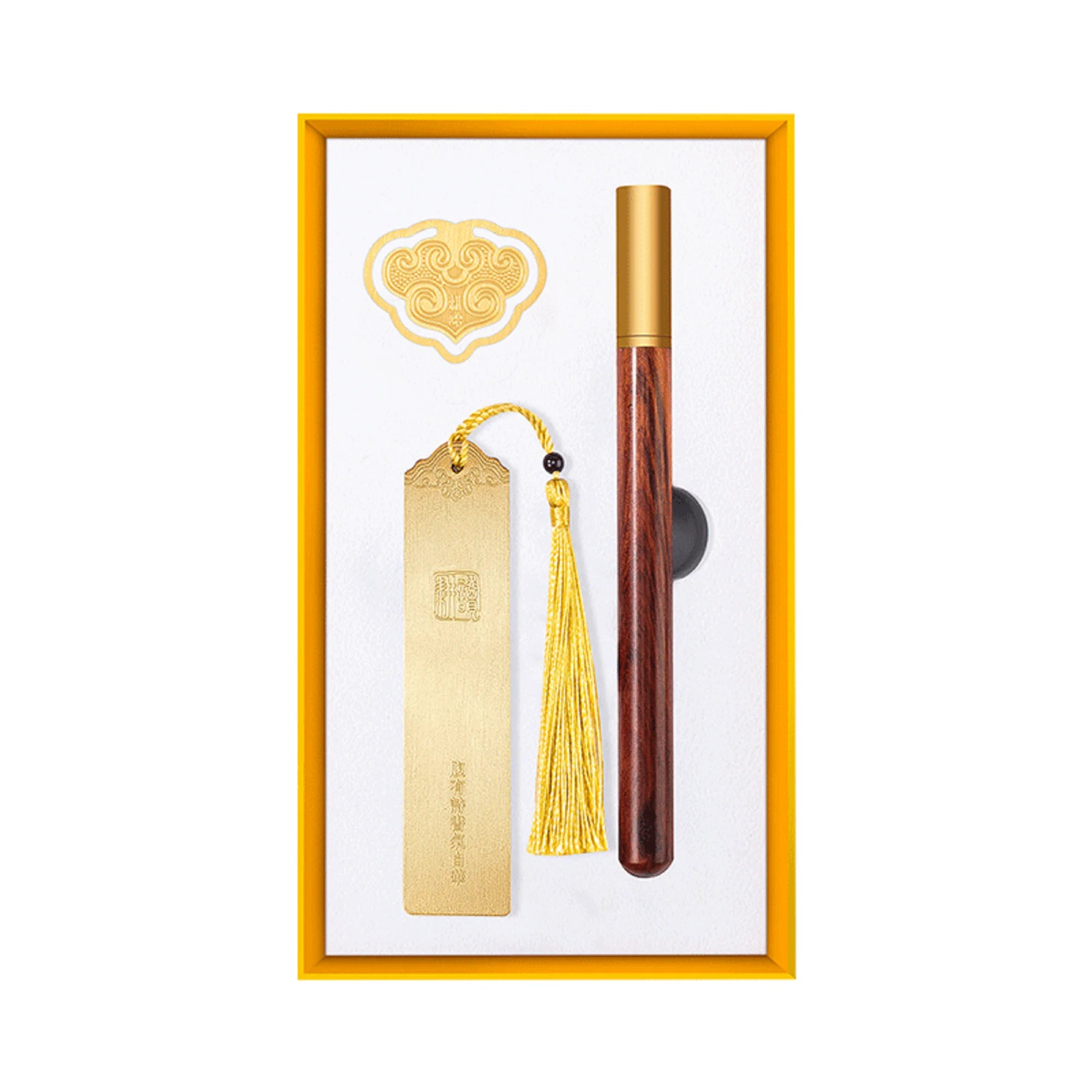 Wholesale Retro Style Gift Set Unique Christmas SOUVENIRS Brass Wood Body Pen with Chinese Knot Bookmark for Giveaways  Gifts