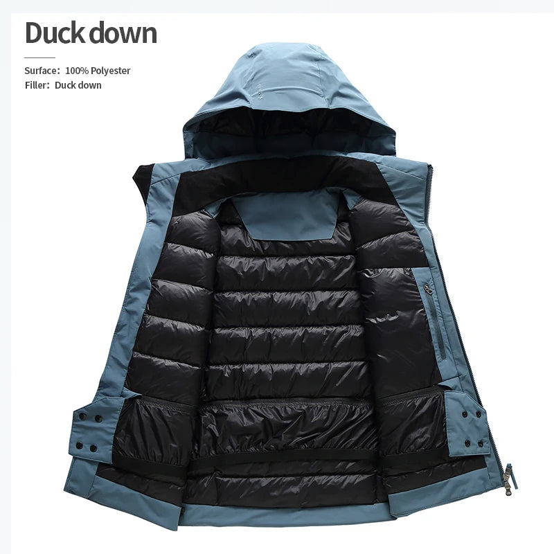Custom Detachable Hat Waterproof Winter Down Jacket Coats for Men